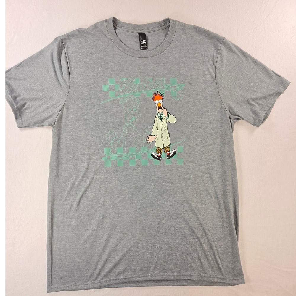 District Men's Gray Grey Graphic T-shirt Muppets Jim Henson Beaker Size Large